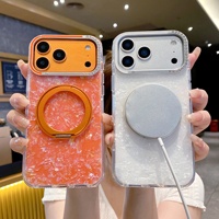 Coque de protection anti-chute en TPU plaqué or coloré à bords arrondis avec support rotatif à 360° pour iPhone 17 Pro Max