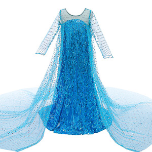 Envío rápido princesa elegante vestido <span class=keywords><strong>de</strong></span> lentejuelas <span class=keywords><strong>de</strong></span> cola larga 2020 <span class=keywords><strong>Elsa</strong></span> <span class=keywords><strong>Anna</strong></span> vestido - Product Image 2