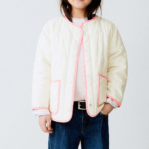 OEM Custom Contrast <strong>Neon</strong> Floral Trim Padded Jacket for <strong>Kids</strong> - Product Image 6