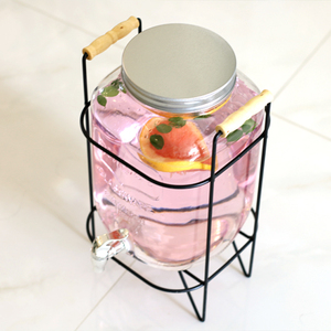 Bán buôn cấp thực phẩm rõ ràng <span class=keywords><strong>Glass</strong></span> đồ uống Dispenser và <span class=keywords><strong>Glass</strong></span> <span class=keywords><strong>Mason</strong></span> <span class=keywords><strong>Jar</strong></span> với kim loại đứng gỗ xử lý và vòi nước - Product Image 4