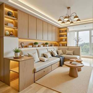 Juego Completo de Muebles de Madera Personalizados para Hotel y Villa, Gabinetes de Sala de Estar, Mesas de Comedor, Librerías, Armarios - Product Image 1