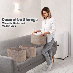 Large <strong>Storage</strong> Baskets Cotton Rope Basket <strong>Knitted</strong> Similar Big Woven Laundry Basket for <strong>Storage</strong> - Product Image 3