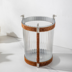 Khách Sạn Kim Loại Thùng Tùy Chỉnh Bán Buôn Hai Lớp Màu Xám Lông Ngựa Thùng Rác Có Thể Với Đồ Trang Trí Kim Loại Sang Trọng Trong Nhà Thùng Rác Có Thể - Product Image 4