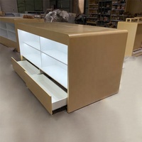 Kiosque commercial moderne pliable et écologique pour téléphones portables, comptoir personnalisable en bois avec écran LED