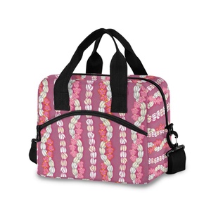 Aloha Collection Portable Outdoor Lunch Insulated Bag Hawaiian Pikake <b>Lei</b> Custom Print Insulated Lunch Tote Bag for Women - Product Image 1