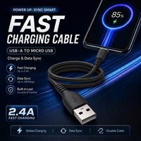 Câble Micro USB fiable 2.4A à charge rapide, cordon flexible en PVC blanc, synchronisation des données pour tablettes Android, enceintes, Kindle