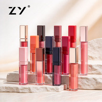 Tube de gloss à lèvres carré rose transparent de 10 ml, personnalisable avec logo, pour vente en gros