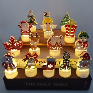 Bougie LED de Noël UNK UNKPARTY, lumière électronique, sapin de Noël, Père Noël, bonhomme de neige, bougies LED créatives, fournitures de fête, métal - Product Image 4