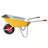 Brouette de jardin à une roue de 75 litres, plateau en acier pré-galvanisé, roue en caoutchouc gonflable de 16 pouces, conception durable, support en U