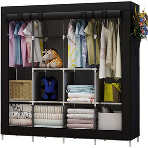 GQK Moderno Armario de Almacenamiento Antipolvo con Perchero, Tela No Tejida, Tubo de Acero, Riel Deslizante con Amortiguador Único, Montaje Desmontable en Puerta - Product Image 6