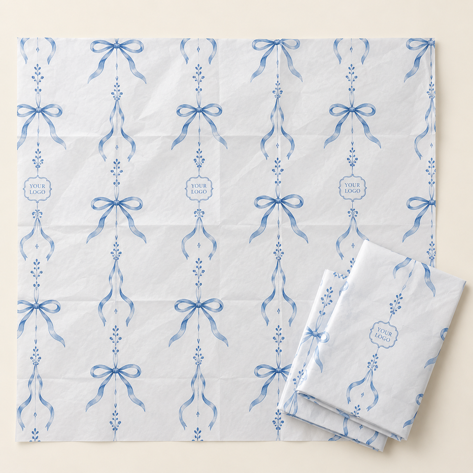 Porcelain Packaging Column Ribbon Bow Vertical Columns Logo Tissue Paper 17gsm 50x70cm White ...