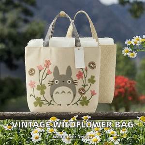 Bolso Tote Casual de Lona Cuadrada con Estampado Digital y Bordado de Hilo Dorado de Dibujos Animados Vintage Aiyi para Mujer - Product Image 2