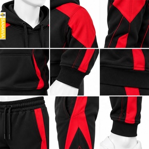 SAMAVIA Ropa para Hombre, Sudadera con Capucha Negra y Roja, Chándal Deportivo, Sudadera con Costuras en Contraste, Fabricante Mayorista - Product Image 4