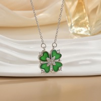 Nouveau Collier Cœur à Cœur pour Femme avec Chaîne en Bambou et Fleur à Quatre Feuilles, Style Sportif et Tendance, Vente en Gros