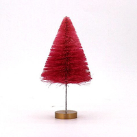 22.5Cm Mini Sapin de Noël Artificiel en Sisal Givré Base en Bois Pin avec Brosse à Bouteille Décoration de Noël Festive