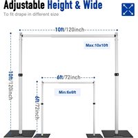 Support de fond de scène télescopique K37 double, robuste, 10x10 pieds, double barre transversale, tuyau et draperie, réglable, aluminium, fond de scène mural pour fleurs