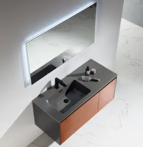 Modern tasarım ahşap banyo dolabı banyo seti bâtıla özelleştirilmiş yüzen banyo dolabı