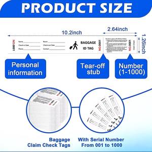 Etiquetas de identificación de equipaje de hotel de papel con cinta de transferencia en la parte posterior Etiquetas de equipaje Etiquetas de verificación de reclamo de equipaje negro a granel - Product Image 2