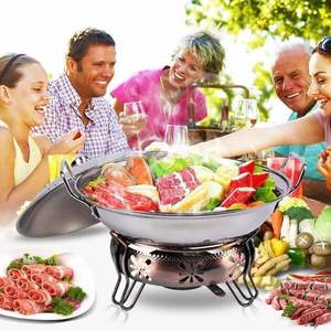 Réchaud à alcool portable en fer forgé 2.1L-4L avec base pour fondue, pour le camping et les dortoirs, avec pot en acier inoxydable - Product Image 5