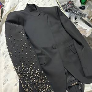 Personnalisable: veste blazer haut de gamme de style étoile coréenne à ceinture en métal robuste. - Product Image 4