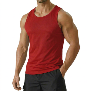 Camiseta sin Mangas para Hombre, Diseño Elegante, Color Rojo, Cuello Redondo, Tejido de Punto, Secado Rápido, Ropa Deportiva, Camiseta Informal, Camiseta Musculosa - Product Image 1