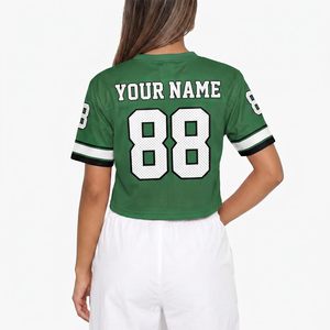 เสื้อฟุตบอลแบบครอปสำหรับผู้หญิง คอวี หมายเลขสั่งทำได้ สไตล์สตรีทแวร์ - Product Image 2