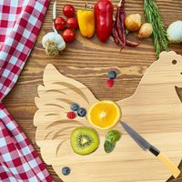 Planche à découper en bois de bambou en forme de poulet, plateau de service personnalisé pour charcuterie, planche à découper en bois