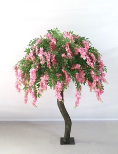 Albero di ciliegio artificiale personalizzato per esterni, grande, 8 piedi, con fiori di ciliegio finto in plastica, colore bordeaux, con telo protettivo da 30 pollici, colore lilla blu. - Product Image 2