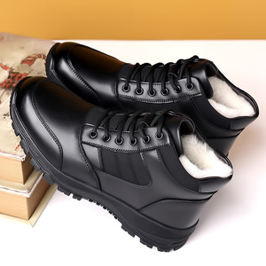 Men Winter Warm Ankle Boots Genuine Leather Fur Lining Rubber Outsole Anti Slip Snow Boots - Product Image 1