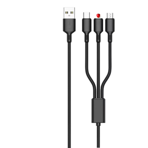 Tùy chỉnh 1.2m màu đen nhanh chóng sạc 3-in-1 PVC Điện thoại Di động Cáp Micro-USB & nylon Áo khoác cho điện thoại sạc - Product Image 1