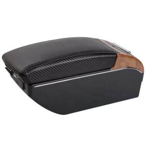 Boîte d'accoudoir de voiture double en <span class=keywords><strong>cuir</strong></span> PU noir pour Peugeot <span class=keywords><strong>307</strong></span> 7 Glissière USB et accessoires d'intérieur design double couche - Product Image 4