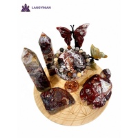 Ensemble de cristaux d'agate Crazy Lace naturelle sculptés à la main, grille énergétique, ornement décoratif, cadeau pour la maison