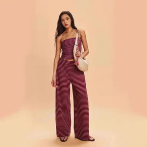 Ensemble haut et pantalon rayés sans bretelles pour femme, style décontracté urbain, tailles SML, style transfrontalier Europe-Amérique - Product Image 2