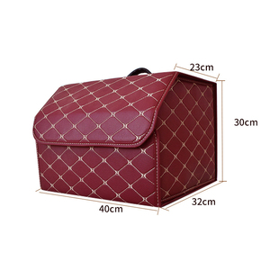Manufacture Large Capacity Collapsible Cargo organizer pu leather double waterproof storage box car trunk organizer