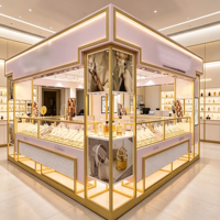 Kiosque à parfums de luxe avec cadre doré, éclairage LED, éco-responsable, vitrine de haute qualité, boutique professionnelle, pour toute la boutique