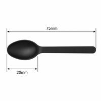 Zwarte plastic proeflepels 75mm matte afwerking wegwerpbestek groothandel voedselproeverij catering restaurantbenodigdheden