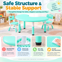 Ensemble table et chaise en forme de croissant pour enfants, réglable en hauteur, mobilier d'apprentissage préscolaire pour garderie et maternelle