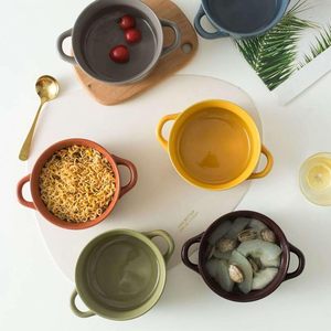 Ensemble de bols à soupe fruits double oreille porcelaine <span class=keywords><strong>petit</strong></span> <span class=keywords><strong>déjeuner</strong></span> céréales bols <span class=keywords><strong>bol</strong></span> en céramique <span class=keywords><strong>avec</strong></span> poignée - Product Image 4