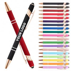 Promotion Luxury Ballpoint 2 in 1 Capacitive Metal Ball Aluminum Custom Logo Engraved Stylus <b>Pen</b> Rose <b>Gold</b> Gift - Product Image 1