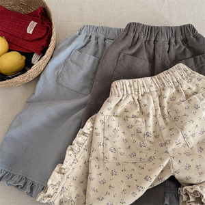 Vente en gros Capri pour enfants Nouveau printemps Pantalons décontractés en velours côtelé grande taille pour filles - Product Image 3