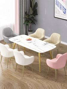 ชุดเฟอร์นิเจอร์ร้านอาหารสไตล์นอร์ดิกสมัยใหม่ ชุดโซฟาบูธหลากสีสัน ขาโลหะสีทอง ชุดเก้าอี้รับประทานอาหาร<span class=keywords><strong>คาเฟ่</strong></span> และชุดโต๊ะหินอ่อน - Product Image 3