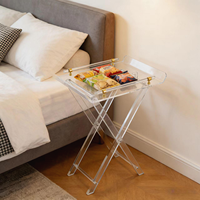 Table pliante chic moderne personnalisée en acrylique transparent au design élégant pour l'hôtel comme table d'appoint pour bureau, cuisine et bar