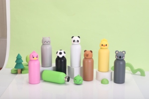 Bouteille d'eau en métal à double paroi, sans BPA, de qualité alimentaire, écologique, avec couvercles 3D en forme d'animaux pour enfants - Product Image 5