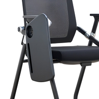 Chaise de bureau ergonomique pliable en maille avec tablette d'écriture et porte-gobelet, chaise de bureau empilable à structure métallique pour la maison, le bureau et l'atelier