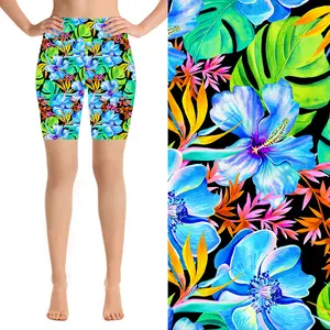 Custom Design Summer Flower Pattern stampa collant da donna pantaloncini Skinny stampa pantaloncini da motociclista