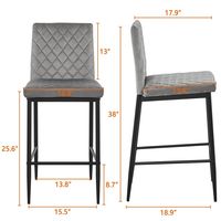 Tabourets de bar gris en velours pour restaurant, hauteurs de comptoir, prix abordable