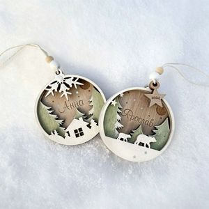 Décorations <span class=keywords><strong>de</strong></span> Noël en bois découpées au laser personnalisées, ornements d'<span class=keywords><strong>arbre</strong></span> <span class=keywords><strong>de</strong></span> Noël <span class=keywords><strong>avec</strong></span> nom personnalisé, décorations <span class=keywords><strong>de</strong></span> fête <span class=keywords><strong>de</strong></span> famille, fournitures pour fêtes <span class=keywords><strong>de</strong></span> fin d'année - Product Image 3
