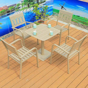 Giải Trí Hiện Đại Khung Hợp Kim Nhôm Bàn Ăn Kính Thiên Văn Mở Rộng Dài Ngoài Trời Nhựa Gỗ Bảng Cho Ban Công Khách Sạn - Product Image 2