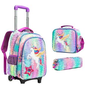 Paillettes 2-6 grade de l'école primaire girls16-inch amovible chariot <span class=keywords><strong>cartable</strong></span> réduire fardeau 3 pièce sac <span class=keywords><strong>à</strong></span> dos ensemble - Product Image 1
