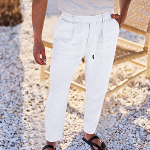 <span class=keywords><strong>Pantalon</strong></span> décontracté en <span class=keywords><strong>lin</strong></span> uni pour <span class=keywords><strong>homme</strong></span>, style européen et américain, simple et élégant, idéal pour les vacances et la maison - Meilleure vente transfrontalière - Product Image 6